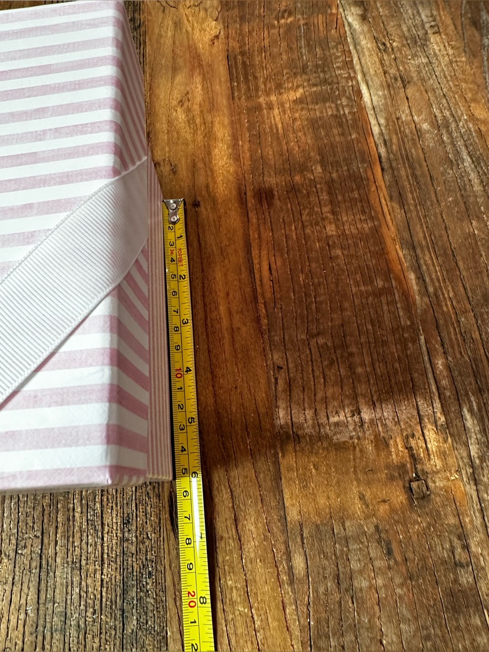 Striped Pink Gift Boxes with Ribbon - Set of 2 - Picture 9 of 14